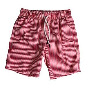 Maamgic Boys Red Striped Swimsuit Swim Trunks  Size 8  Pool Beach Water Park